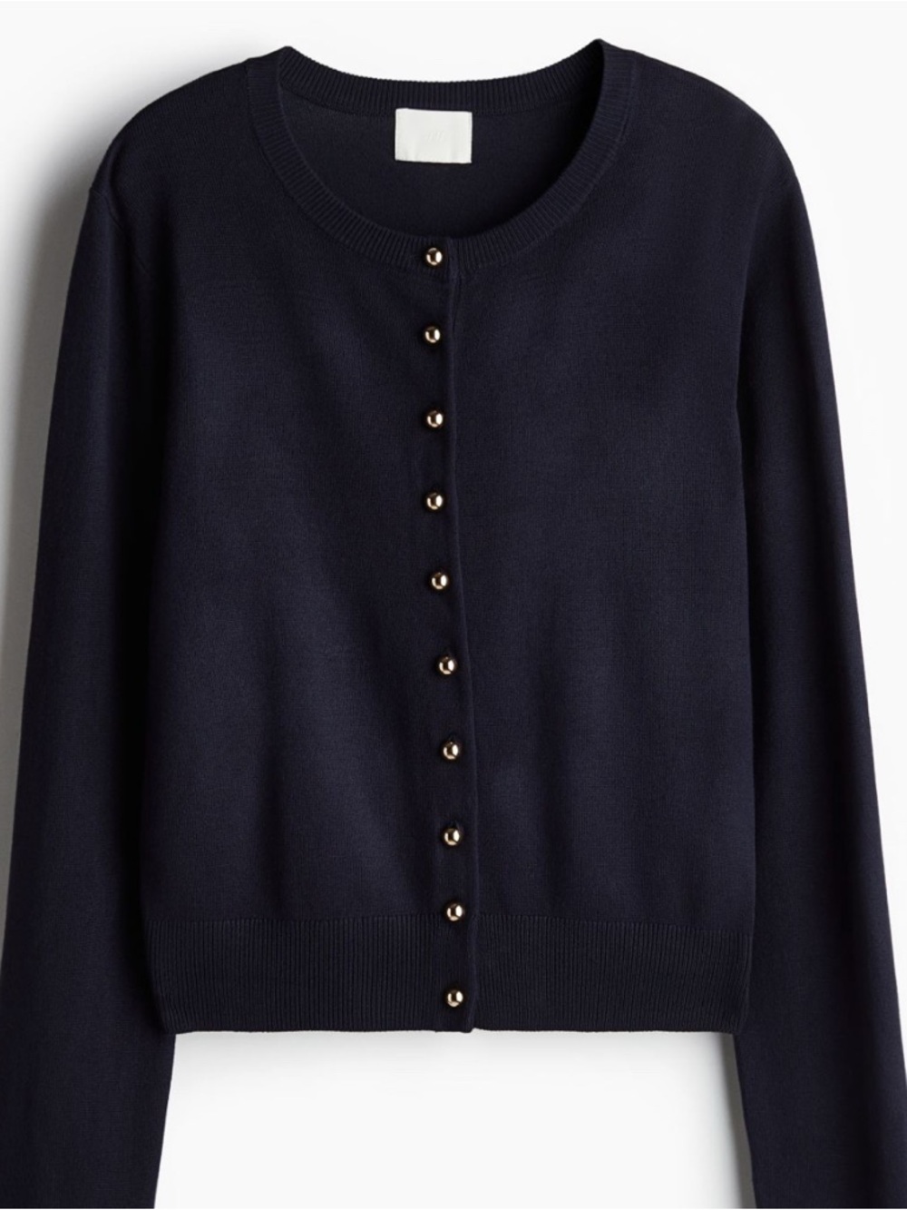 Navy Gold Tone Button Women's Cardigan